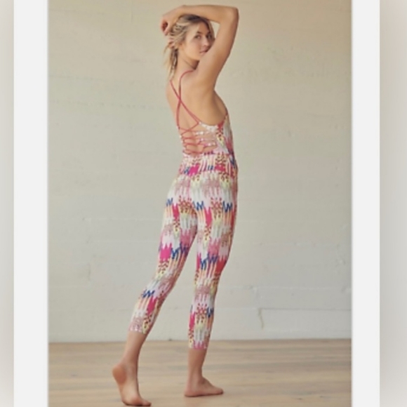 Free People Pants - Free People She's Got Rhythm Onesie Size Small Pink Multi